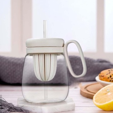 Бутылка для воды Bubble Tea с трубочкой для смузи Smoothies 850мл белая