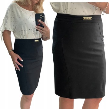 D30 SPÓDNICA OŁÓWKOWA Z KLAMRĄ CZARNA R.40