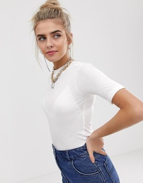 COLLUSION БЕЛЫЙ ПРИТЯЖЕННЫЙ ТОП С ВОРОТНИКОМ СТОЙКА 36 AS8