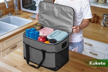 TORBA TERMICZNA LODÓWKA TURYSTYCZNA JEDZENIE PLAŻOWA 30L+WKŁAD CHŁODZĄCY x2