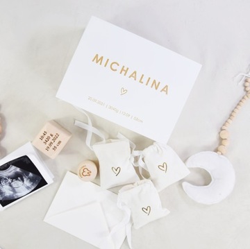 Zestaw Pudełko Wspomnień + woreczki+ metryczka+ ząbek Prezent na Chrzest