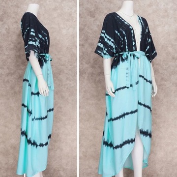 Narzutka plażowa długa kimono tunika pareo boho sukienka lekka zwiewna lato