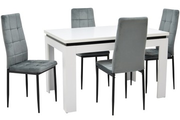 Stół 80x120/160 cm 4 krzesła WELUROWE SZARE
