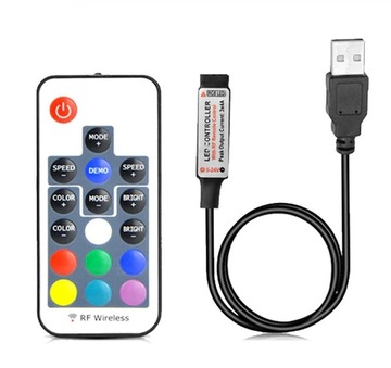 STEROWNIK + PILOT RF ŚCIEMNIACZ TAŚMA LED RGB USB