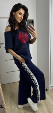 MINOUU BLOODY DRESS PANTS с полосками темно-синий р.М.