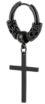 Kolczyk Do Ucha HUGGIE Krzyż Krzyżyk Kuleczka STAL Punk Gothic Rock