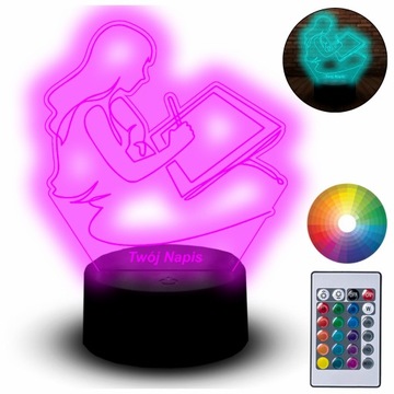 Lampka Led Na Biurko Statuetka 3D Zawód Projektantka Grafik Graficzka