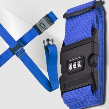 ДВОЙНОЙ РЕМЕНЬ БЕЗОПАСНОСТИ ДЛЯ ЧЕМОДАНА, СУМКИ ДЛЯ БАГАЖА, СИНИЙ