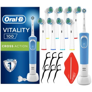 SZCZOTECZKA ELEKTRYCZNA DO ZĘBÓW ORAL-B CROSS VITALITY 100 KOŃCÓWKI DODATKI