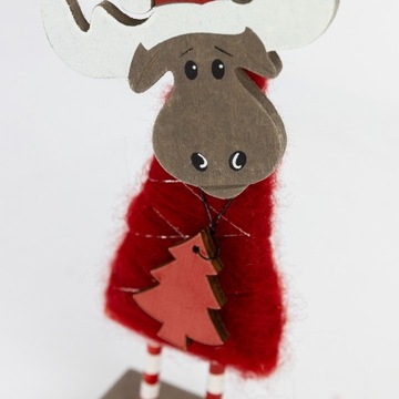 ОЛЕНЬ РОЖДЕСТВЕНСКИЙ ДЕРЕВЯННЫЙ УКРАШЕНИЕ СТОЯЩИЙ ОРНАМЕН ФИГУРКА эко РОЖДЕСТВО