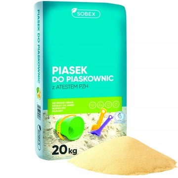 PIASEK DO PIASKOWNICY Z ATESTEM PZH JASNY CZYSTY BEZPIECZNY SOBEX 20kg