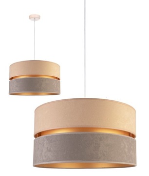 LAMPA WISZĄCA SUFITOWA ŻYRANDOL ABAŻUR ZŁOTY LUX