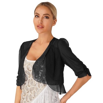 Womens Elegant Ruffle Bolero Shrug Jacket Half Sle