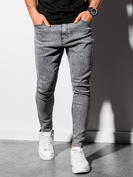 Spodnie męskie jeansowe marmurkowe SLIM FIT szare V1 OM-PADP-0146 M