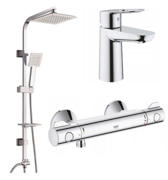 GROHE zestaw + bateria termostatyczna + umywalkowa