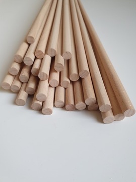 KOŁKI PATYKI DRĄŻKI DREWNO 6mm GŁADKIE 450mm 20szt