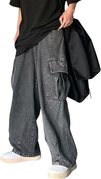 Spodnie Jeansowe W Stylu Vintage Męskie Spodnie Szerokie Nogawki Męskie