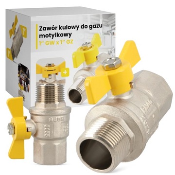 Zawór Kulowy Gazu Motylkowy Mosiężny 1
