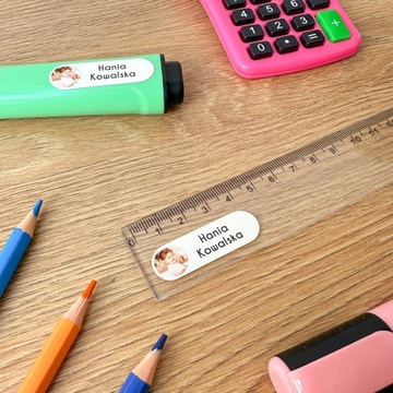 x58 Naklejki imienne ze zdjęciem dziecka Twoją grafiką szkoły przedszkola