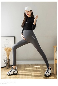 Spodnie ciążowe wiosną i jesienią ciąży Sharkskin legginsy Slim biodra druk