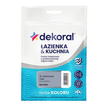 Tester próbnik farby Dekoral Łazienka&Kuchnia srebrzysta rosa 0,03L