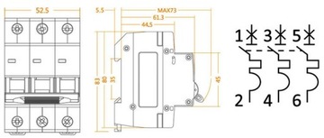 B 16A 3-ФАЗНЫЙ ВЫКЛЮЧАТЕЛЬ МАКСИМАЛЬНОГО ТОКА, ПРЕДОХРАНИТЕЛЬ БРЮКИ
