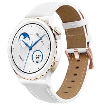 PASEK SKÓRZANY 20MM DO GARMIN VENU / VENU 2 PLUS / VENU SQ / SQ2 BIAŁY