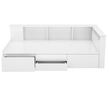 ДЕТСКАЯ КРОВАТЬ 90Х200 СМ С ЯЩИКАМИ, КНИЖНЫМИ ПОЛКАМИ И ШКАФАМИ, БЕЛЫЙ