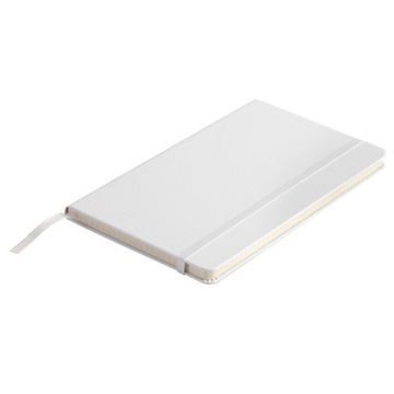NOTATNIK W TWARDEJ OPRAWIE Z GUMKĄ 130x210/80k W KRATKĘ ASTURIAS BIAŁY