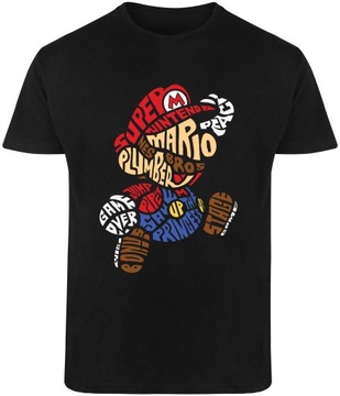 T-SHIRT MĘSKI MARIO BROS GRY DLA GRACZA RETRO KOSZULKA CZARNA R-3XL A621