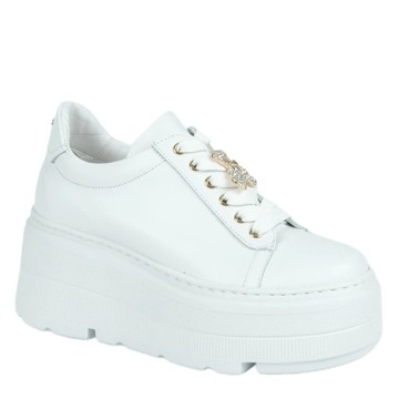 KARINO 5219 BIAŁE SKÓRZANE SNEAKERSY NA GRUBEJ PODESZWIE 37