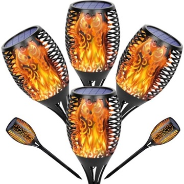 LAMPY SOLARNE WBIJANE EFEKT PŁOMIEŃ 51 CM 4 SZT