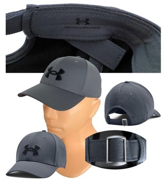 CZAPKA Z DASZKIEM MĘSKA Z OPASKĄ PRZECIWPOTNĄ REGULOWANA Under Armour SZARA