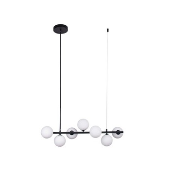 Lampa Sufitowa Wisząca Żyrandol Do Salon Jadalni Czarna 7 Kul Szklanych