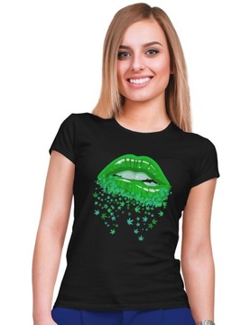 Koszulka damska Usta z marihuany weed cannabis M