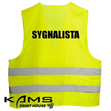 Kamizelka SYGNALISTA odblaskowa OSTRZEGAWCZA z nadrukiem SYGNALIS żółta 2XL