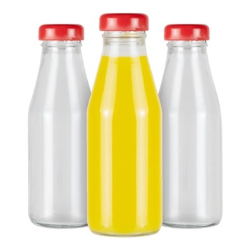 10x Butelki na sok JUICE 200ml SZKLANA BUTELKA na soczek z zakrętką 0,2l