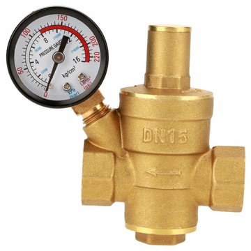 REGULATOR CIŚNIENIA WODY MOSIĄDZ MANOMETR DN15