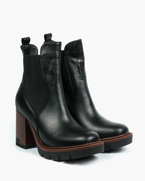 Черные женские кожаные ботильоны Oleksy R41