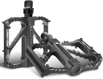 ALUMINIOWE PEDAŁY ROWEROWE PLATFORMOWE DO ROWERU MTB TREKKING CZARNE LEKKIE