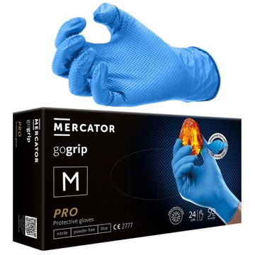 Rękawice Nitrylowe Rękawiczki MERCATOR GOGRIP PRO Blue Mocne GO GRIP M