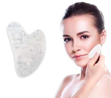 МАССАЖЕР ДЛЯ ЛИЦА ГУА ША КАМЕННАЯ КВАРЦЕВАЯ ПЛАСТИНА