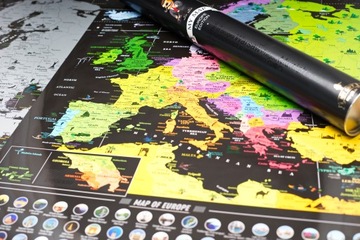 Скретч-карта Европы ENG Silver Скретч-карта Европы в подарок на день рождения