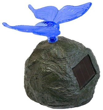 Светодиодный солнечный светильник БАБОЧКА СТРЕКОЗА на камне RGB П-605