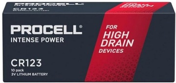 10x Bateria Litowa DURACELL Procell Intense CR123 3V 17345 123 A