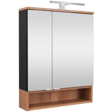 Szafka z lustrem Nelle czarny mat / dąb country szer 60 cm wys 76 cm