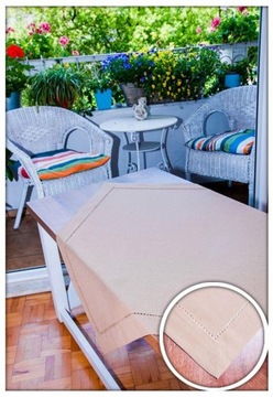 Obrus z mereżką 85x85 Beżowy plamoodporny