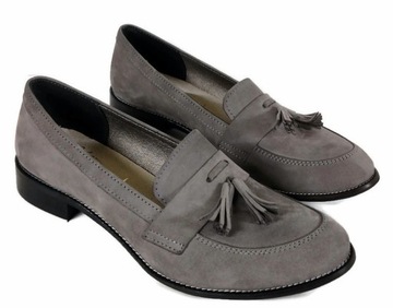 UNI-87 СТИЛЬНЫЕ ЛОФЕРЫ С БАХОЙ, КОЖА NAT 40