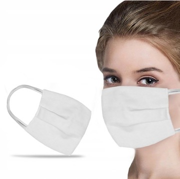 MASKA NA TWARZ BAWEŁNIANA MASECZKA MASKI Z GUMKĄ