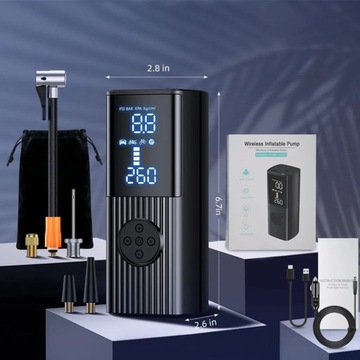Электрический насос для шин, портативный автомобильный велосипедный компрессор со светодиодной подсветкой